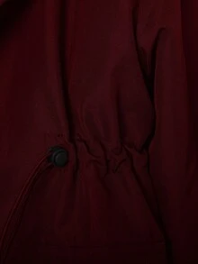 SHEIN 1 件女童蓬松连帽长袖中长外套，舒适简约设计，适合冬季