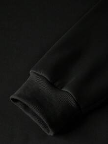 Claim Dot 男士休闲哥们！放松一下，自由自在”卡通男孩休闲印花圆领卫衣，百搭经典黑色卫衣，长袖上衣，保暖内衬 - 黑色 - 查看 4