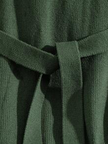 GlowEve CURVE 大码女式休闲纯色收腰毛衣连衣裙 - 綠色 - 查看 3