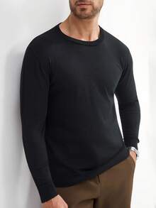 Manfinity Mode Men Solid Ribbed Knit Jumper Without Shirt - Black - View 3