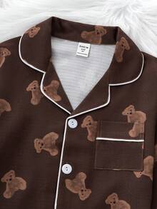 2 st/set för ung flicka, söt kofta med björnkrage och byxor, avslappnad hemklädsel - Multifärgad - Visa 8