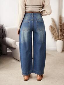 EMERY ROSE Women's Casual Washed Flared Leg Jeans - Blue - View 2