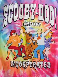 SCOOBY-DOO X SHEIN 大码扎染字母卡通图案短袖T恤，夏季休闲款 - 彩色 - 查看 6