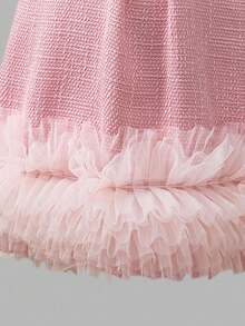 Sweetra 花童优雅 3D 花卉装饰蝴蝶结无袖连衣裙，适合婚礼、派对、生日、节日、拍照、夏季 - 粉色 - 查看 6