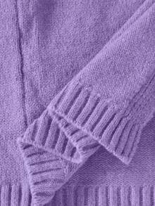 SHEIN Maternity Casual Solid Color Stand Collar Open Slit Knit Vest