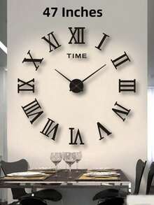 Reloj de pared 3D DIY Pegatinas de espejo acrílico Relojes de pared para decoración del hogar Sala de estar Reloj de aguja de cuarzo Reloj colgante Europa Horloge Color: Negro, Decoración del hogar, Decoración de la habitación Regalos Reloj de cumpleaños Graduación Decoración de pared del dormitorio Decoración del dormitorio Vuelta al colegio