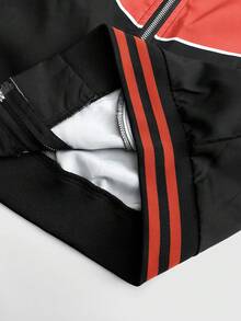 ROMWE MEN Street Life Men's Racing Element Jacket, Suitable For Autumn/Winter - Black - View 8