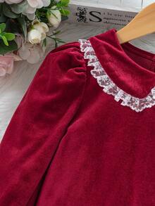 Robe élégante à volants et blocs de couleur pour jeune fille