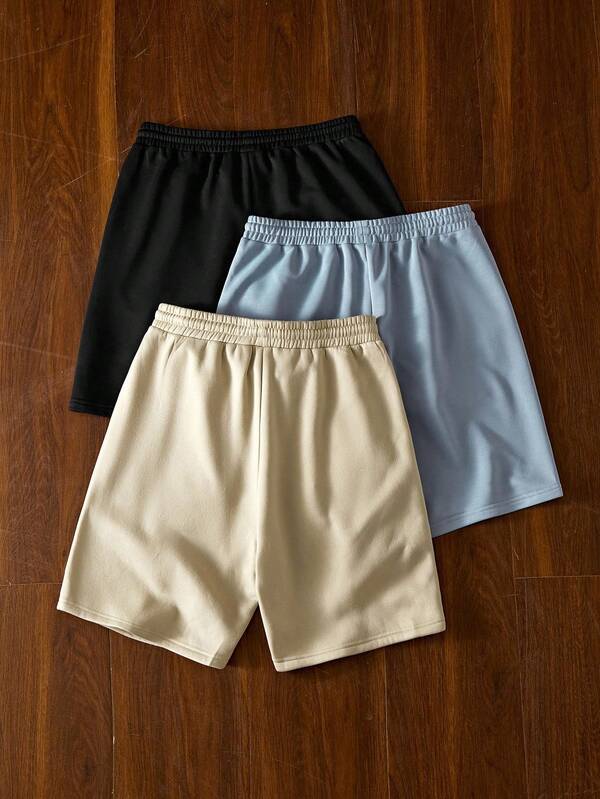 NORVETH Set de 4 pantalones cortos casuales de punto sueltos de unicolor para hombres, uso versátil diario, look juvenil, artículos para parejas