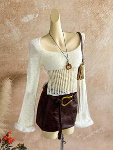 Soleia Party Casual Solid Color Slim Fit Long Sleeve Women Sweater, Suitable For Everyday Wear - White - View 3