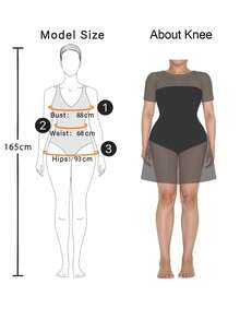 Elegantrix Plus Size Women Textured Floral Chiffon Ribbed Knit Rose Metal Button French Casual Split Dress, Autumn/Winter - Rust Brown - View 7