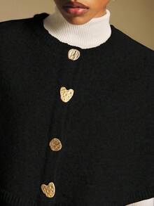 Poéselle Áo len Poncho 2 trong 1 thời trang dành cho nữ, Thu/Đông - màu đen - Xem 8