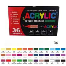 72/60/36/24/12色直涂液体丙烯马克笔，学生艺术专业绘画彩色软头马克笔，纸张紧密可堆叠，DIY涂鸦涂色书着色笔，可用于绘制玻璃、石头等，防水人体彩绘笔 - 彩色 - 查看 4