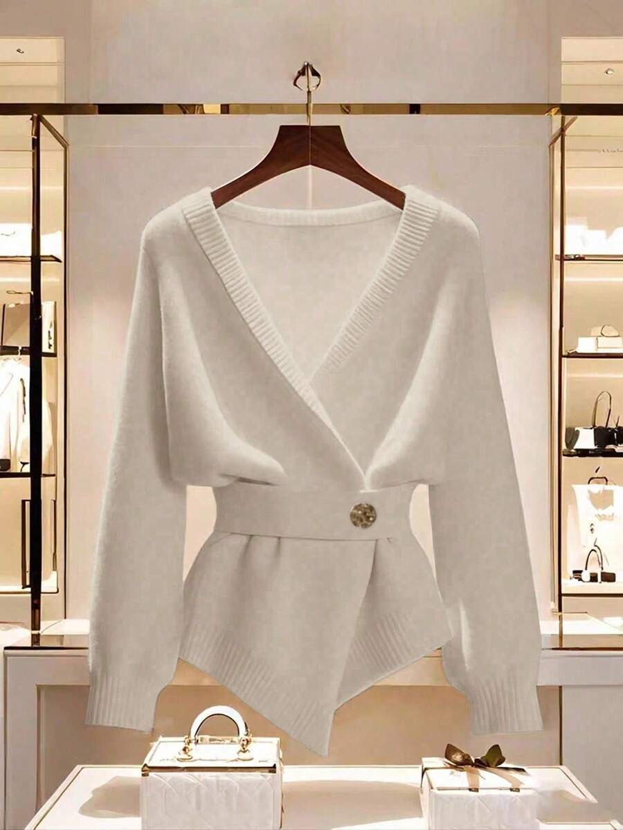 Franclia Áo khoác cardigan trắng mềm mại, thanh lịch, đa năng, chất lượng cao, mẫu mới thu/đông dành cho nữ - Màu be - Xem 1