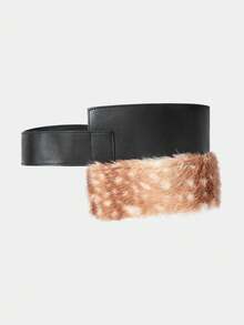 ROMWE Goth 1pc Y2K Deer Print Patchwork Waist Bag For Women, Cute & Sweet, Suitable For School, Shopping, Travel, Fashionable Christmas Gift Item For Winter - Black - View 2