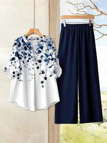 Rusticease 女士休闲复古花卉两件套，适合秋冬季