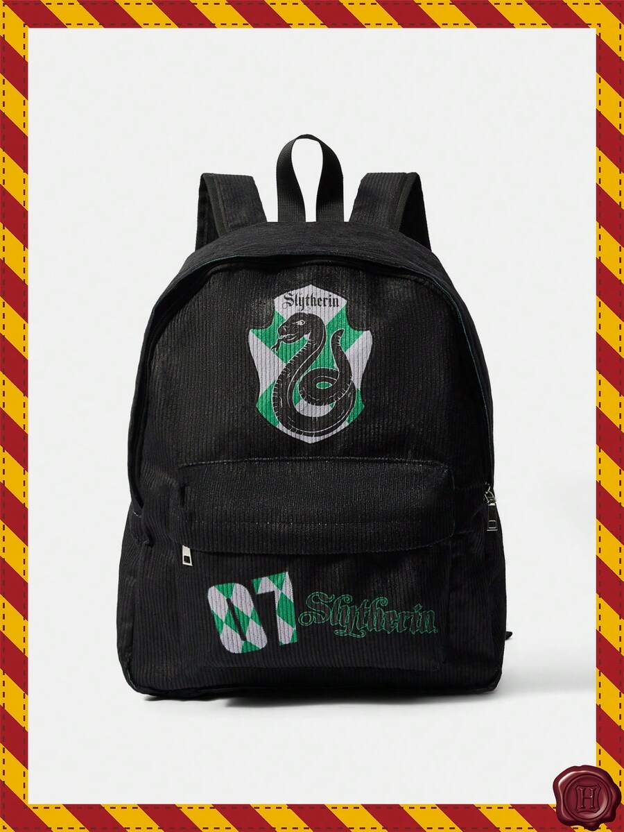 HARRY POTTER X SHEIN 可爱卡通图案背包,多功能,轻便,便携,大容量背包适合女大学生,大学,初中,高中,户外,旅行,小学,初学者,办公室,情人节礼物 - 黑色 - 查看 1