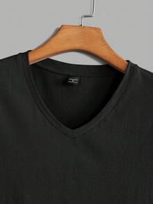 Manfinity BRENVOR 3pcs Pack Men's Solid Color Casual V-Neck T-Shirt For Summer - White - View 9