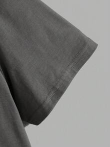 Manfinity VCAY 3pcs/Set Solid Color Men's Knitted Short Sleeve T-Shirt With Round Neckline, Summer - Grey - View 8