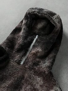 PAVTROS 男士抓绒时尚扎染连帽卫衣，秋冬季长袖上衣 - 淺灰紫 - 查看 3