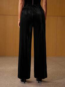 MOTF PREMIUM WOMEN'S VELVET WIDE LEG TROUSERS, AUTUMN/WINTER - Black - View 3