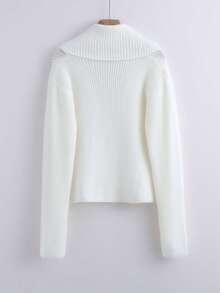 GlowEve 女士休闲优雅柔软针织毛衣，秋冬季 - 白色 - 查看 2