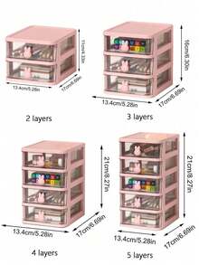 小型桌面收纳盒，带抽屉，办公桌面储物盒，名片/钢笔/铅笔/手机/文具收纳盒，化妆品收纳盒，适用于办公室、学校、家庭 - 彩色 - 查看 8