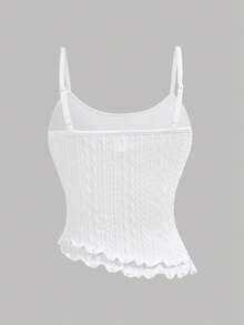 SHEIN 少女休闲简约舒适不对称下摆背心和鱼尾裙套装 - 白色 - 查看 6