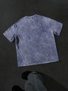 PAVTROS Manfinity Streetrush Men's Full Print Round Neck Short Sleeve T-Shirt, Creative Pattern Casual Top