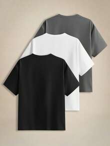 EASEVO 3 件套加大码男士纯色修身圆领短袖 T 恤适合夏季日常穿着