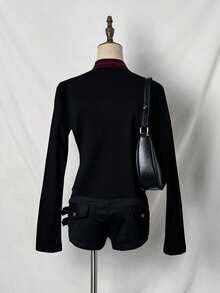 EgrlEra 女士撞色街头摩托车PU皮夹克 - 彩色 - 查看 2