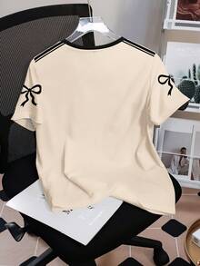 HARRY POTTER X SHEIN Women's Casual Numeric & Cartoon Figure Graphic Short Sleeve T-Shirt, Summer - White - View 2