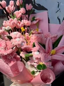 100/200/300/500根装 柔软粉色毛根清洁条 工艺用品，多色雪尼尔绒条，加密雪尼尔绒条，柔软扭扭棒，毛根清洁条，适用于艺术和手工项目创意DIY装饰 - 淺粉色 - 查看 3