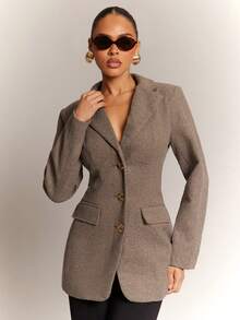 Hauture Damen elegante taillierte Pendlerjacke für Herbst/Winter