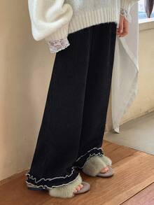 DAZY Tween Girls' Casual Solid Color Loose Straight Leg Pants