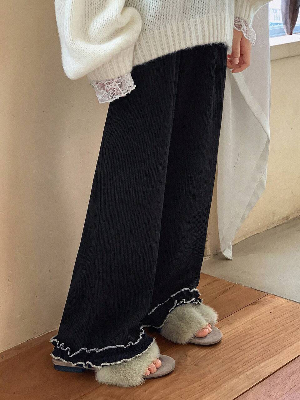 Tween Girls' Casual Solid Color Loose Straight Leg Pants