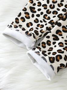 1pc Teen Girl Leopard Print Thermal Lined Full Length Leggings, Fashionable For Autumn/Winter