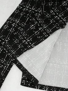 Editum 女士黑白仿粗花呢印花针织西装套装 - 黑與白 - 查看 9