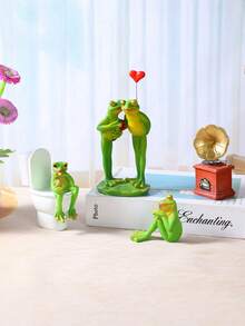 Zazumi Cottage Core Frosch Deko Harzfigur mit ausdrucksstarkem Gesicht, Weihnachtskamin Regal Dekoration im skandinavischen Stil, skurriles Geschenkidee für Herbst Winter Feiertage, Strumpffüller