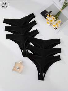 SHEIN Quần lót lọt khe thoải mái, dễ chịu cho nữ (6 cái/gói) - màu đen - Xem 4