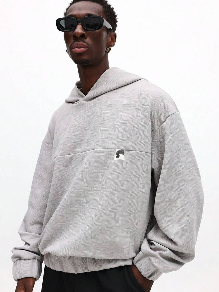 Textured Hoodie With Drawstring And Pocket