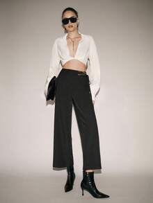 Lumivelle Pantalones rectos de unicolor asimétricos para uso casual y de transporte