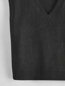 Franclia Women's Solid Color V-Neck Casual Knitted Vest, Autumn/Winter