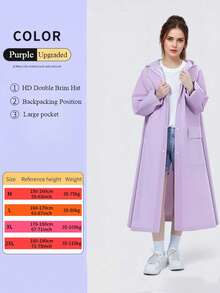 SHEIN Fashion Multifunctional Raincoat Long Full-Body Rainproof Rain Coat For Women Thickened Rain Coat Waterproof And Windproof Rain Poncho Multi Functional Raincoats Outdoor Activities Rain Wear Rain Jacket Cycling Traveling Climbing Rain Coat White Raincoat Pink Raincoat Purple Rain Gear Women's Outdoor Clothing ,Office,Household,Travel, Back