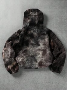 PAVTROS 男士抓绒时尚扎染连帽卫衣，秋冬季长袖上衣 - 淺灰紫 - 查看 2