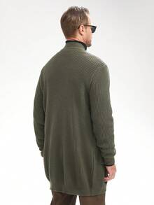 Manfinity Mode Loose Fit Men's Solid Ribbed Knit Duster Cardigan