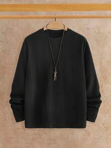 Manfinity NXTstreet 2件装男士纹理休闲长袖T恤，适合日常穿着，男士毛衣上衣，休闲上衣，男士长袖针织衫，秋季服装 - 彩色 - 查看 8