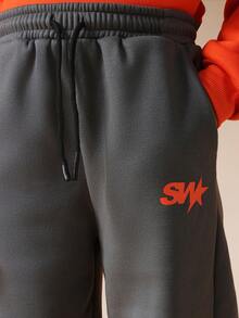Bộ áo hoodie và quần jogger SUMWON dành cho bé trai, phối hợp in logo ngôi sao, thích hợp mặc hàng ngày hoặc đi nghỉ mát. - trái cam - Xem 6