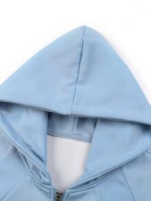 Manfinity EMRG Men's Casual Solid Color Hooded Jacket, Versatile For Autumn - Baby Blue - View 3