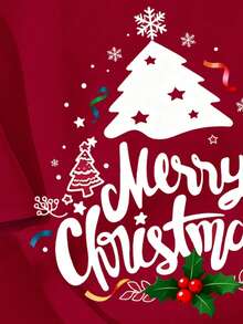 Teen Boy Casual Minimalist Fashion Classic Christmas Warm & Comfortable, Star Christmas Tree Pattern, Christmas Deer Pattern, Parent-Child Round Neck Short Sleeve T-Shirt, Suitable For Autumn/Winter